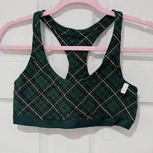 PINK Victoria's Secret Green Plaid Sports Bra